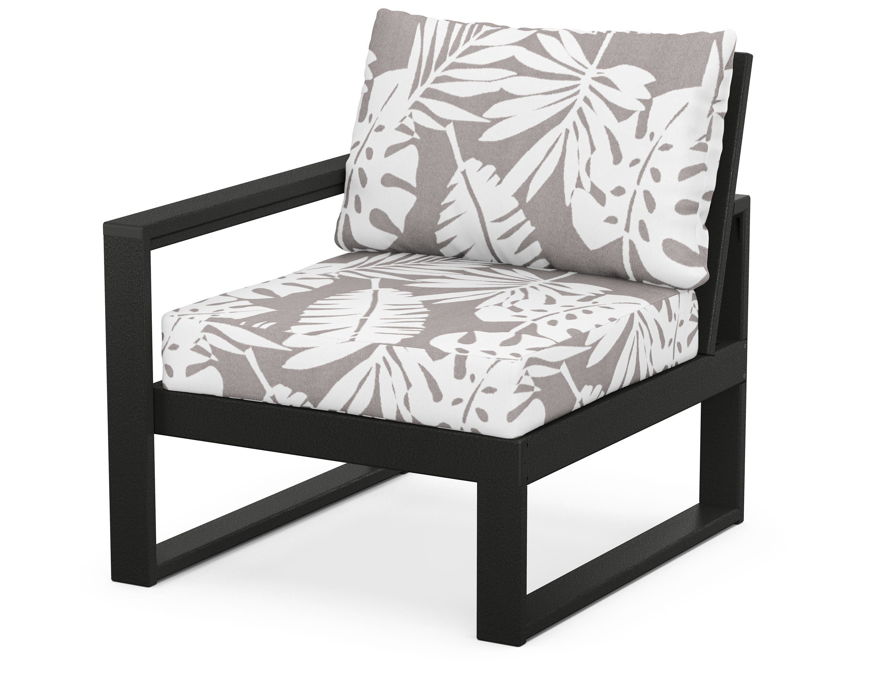 POLYWOOD® EDGE Modular Left Arm Chair in Black / Leaf Grey Mist