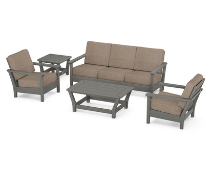 POLYWOOD® Harbour 5-Piece Deep Seating Set in Slate Grey / Spiced Burlap