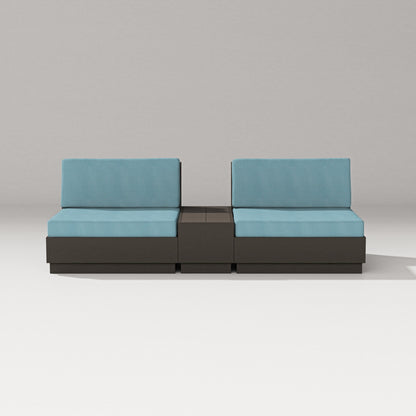 PW Designer Series Elevate Lounge Chair Set in Vintage Coffee / Lattice Sky Blue