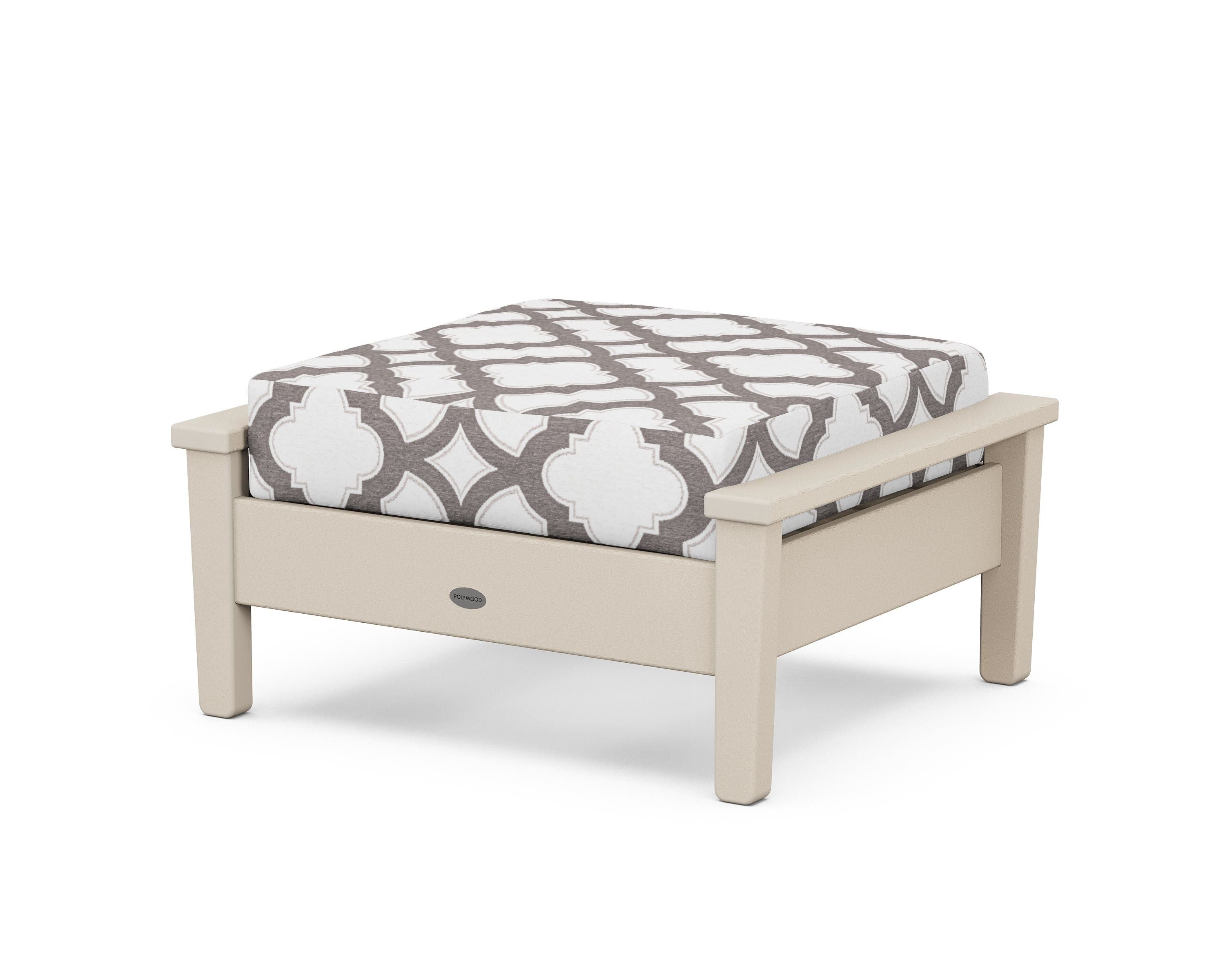 POLYWOOD® Prescott Deep Seating Ottoman in Sand / Trellis Grey Mist