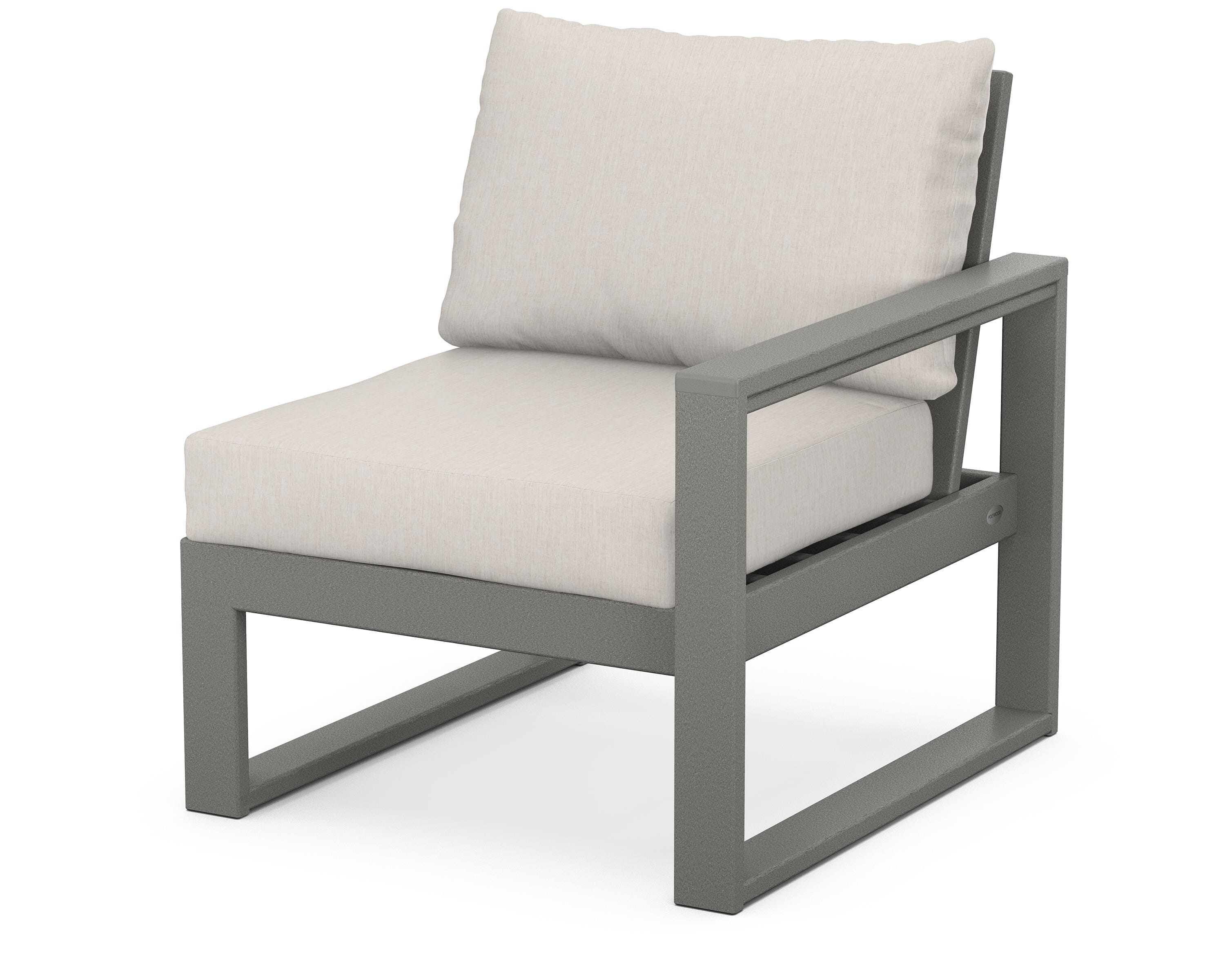 POLYWOOD® EDGE Modular Right Arm Chair in Slate Grey / Cast Ash