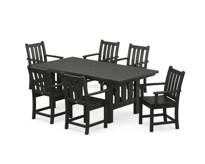 POLYWOOD® Traditional Garden Arm Chair 7-Piece Mission Dining Set in Black