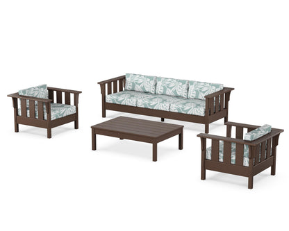Martha Stewart by POLYWOOD® Acadia 4-Piece Deep Seating Set with Sofa in Mahogany / Leaf Glacier Spa