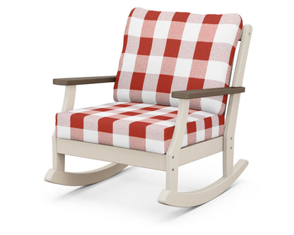 POLYWOOD® Braxton Deep Seating Rocking Chair in Sand / Kona / Buffalo Plaid Crimson