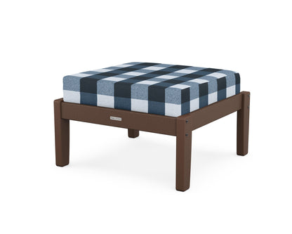 Martha Stewart by POLYWOOD® Chinoiserie Deep Seating Ottoman in Mahogany / Buffalo Plaid Marine Indigo