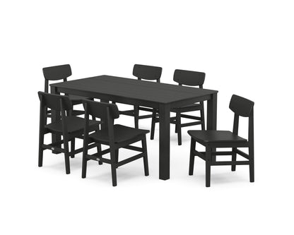 POLYWOOD® Modern Studio Urban Chair 7-Piece Parsons Table Dining Set in Black
