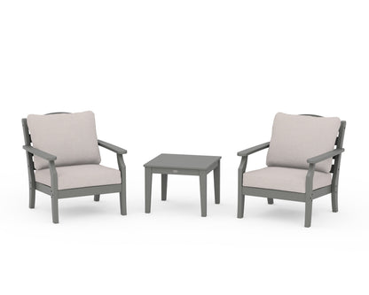Draper James™ by  POLYWOOD® Savannah 3-Piece Deep Seating Set in Slate Grey / Dune Burlap