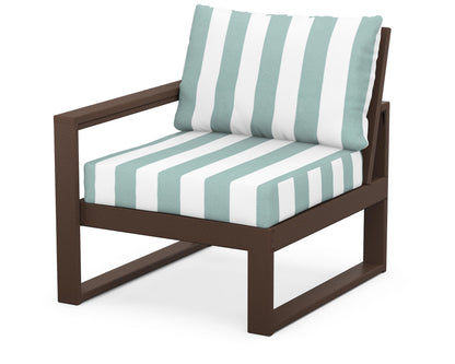 POLYWOOD® EDGE Modular Left Arm Chair in Mahogany / Cabana Stripe Glacier Spa