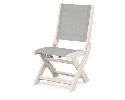 POLYWOOD® Coastal Folding Side Chair in Sand / Metallic Sling