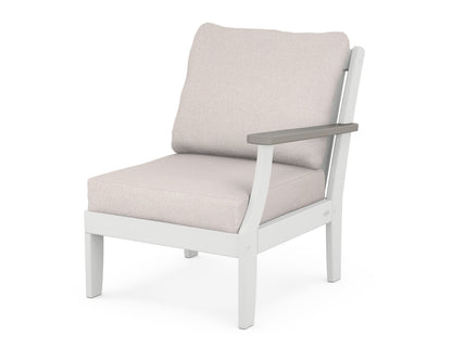 POLYWOOD® Braxton Modular Right Arm Chair in White / Driftwood / Dune Burlap