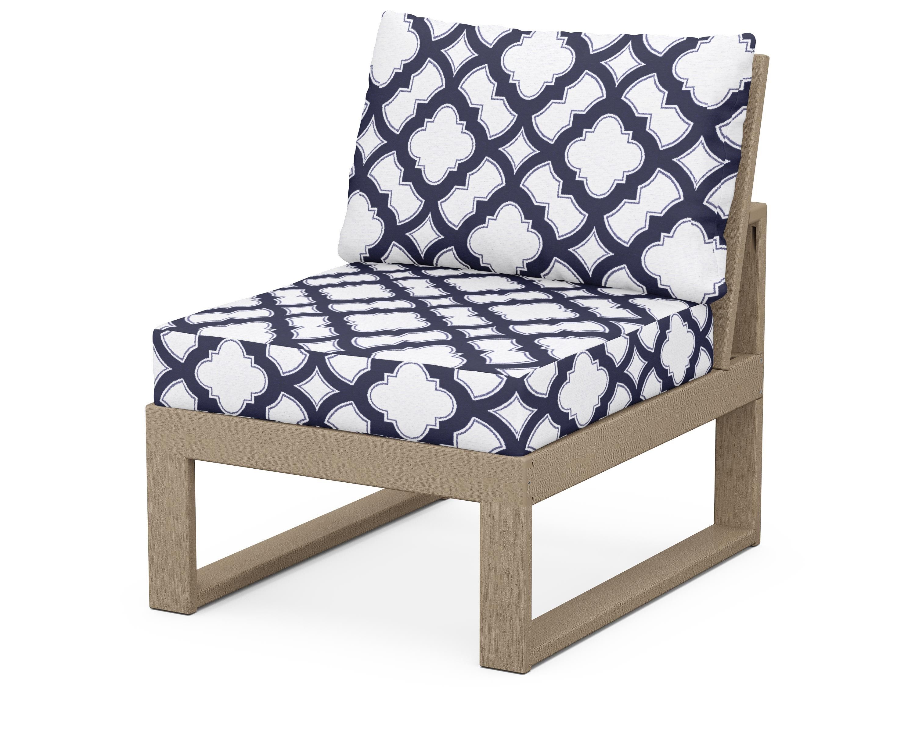 Unbranded Modular Armless Chair in Vintage Sahara / Trellis Navy