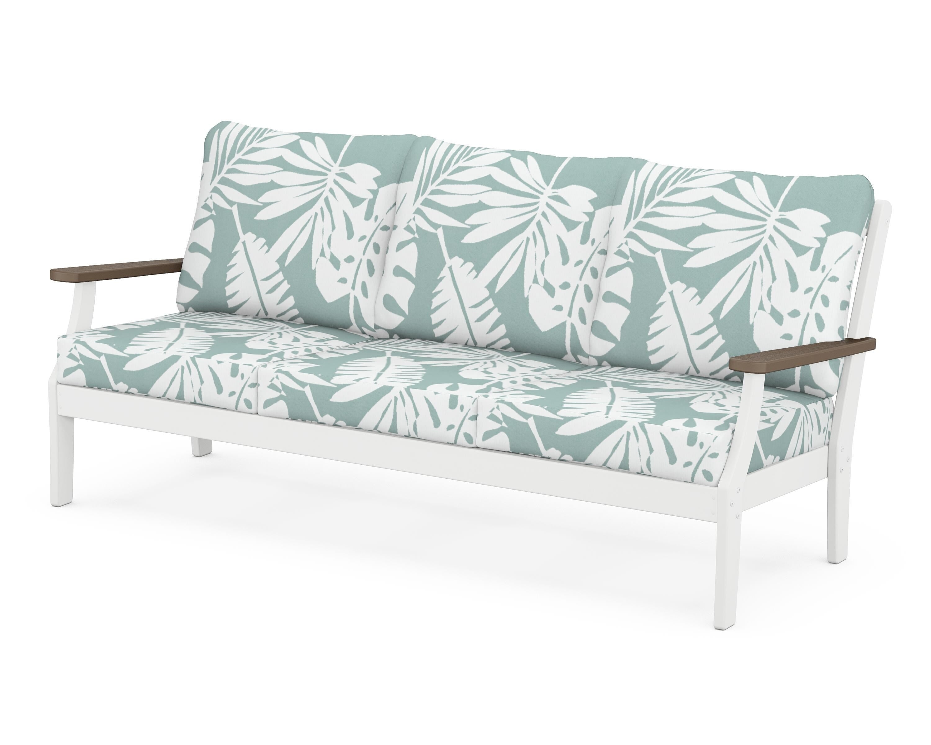 POLYWOOD® Braxton Deep Seating Sofa in White / Kona / Leaf Glacier Spa