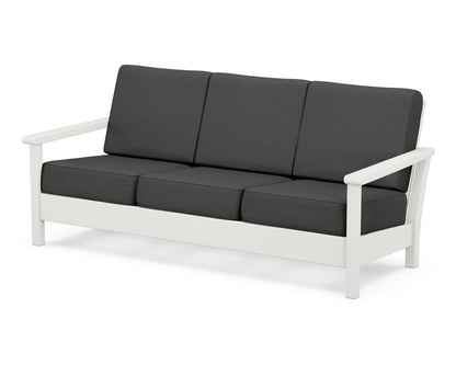 POLYWOOD® Harbour Deep Seating Sofa in Vintage White / Spectrum Carbon