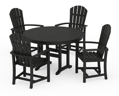 POLYWOOD® Palm Coast 5-Piece Round Farmhouse Dining Set in Black