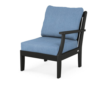 POLYWOOD® Braxton Modular Right Arm Chair in Black / Sky Blue