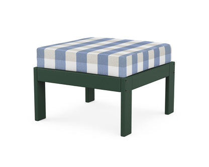 POLYWOOD® Vineyard Modular Ottoman in Green / Buffalo Plaid Sky Blue