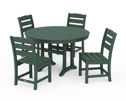POLYWOOD® Lakeside Side Chair 5-Piece Round Dining Set With Trestle Legs in Green