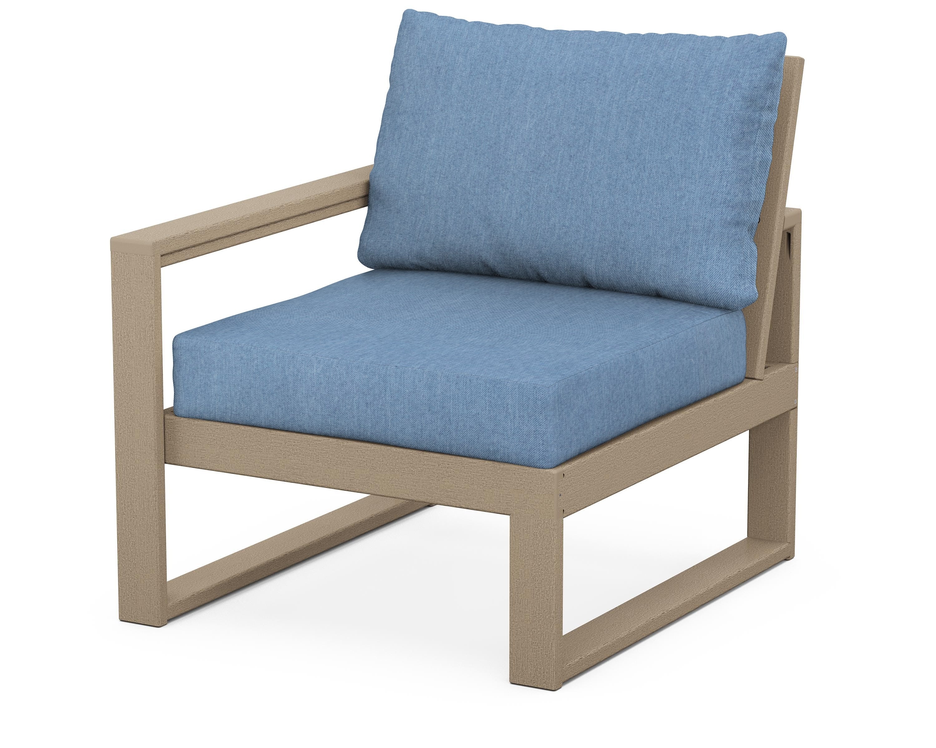 POLYWOOD® EDGE Modular Left Arm Chair in Vintage Sahara / Sky Blue