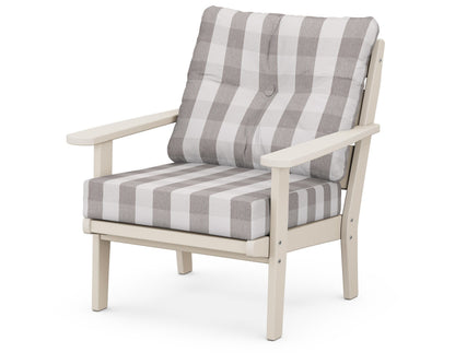 POLYWOOD® Lakeside Deep Seating Chair in Sand / Buffalo Plaid Grey Mist