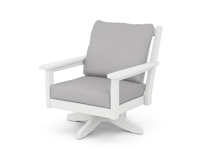 POLYWOOD® Chippendale Deep Seating Swivel Chair in White / Granite