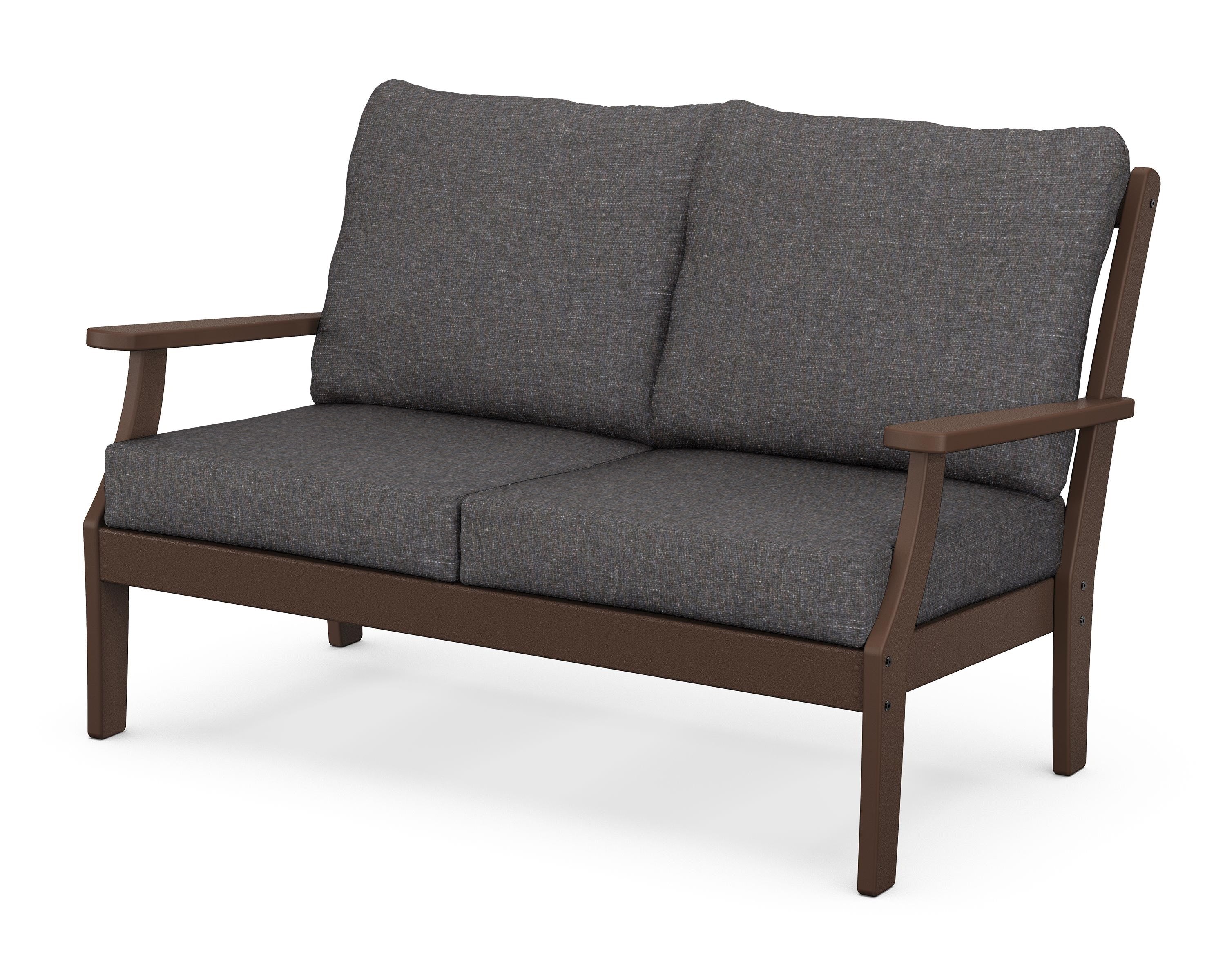POLYWOOD® Braxton Deep Seating Loveseat in Mahogany / Ash Charcoal