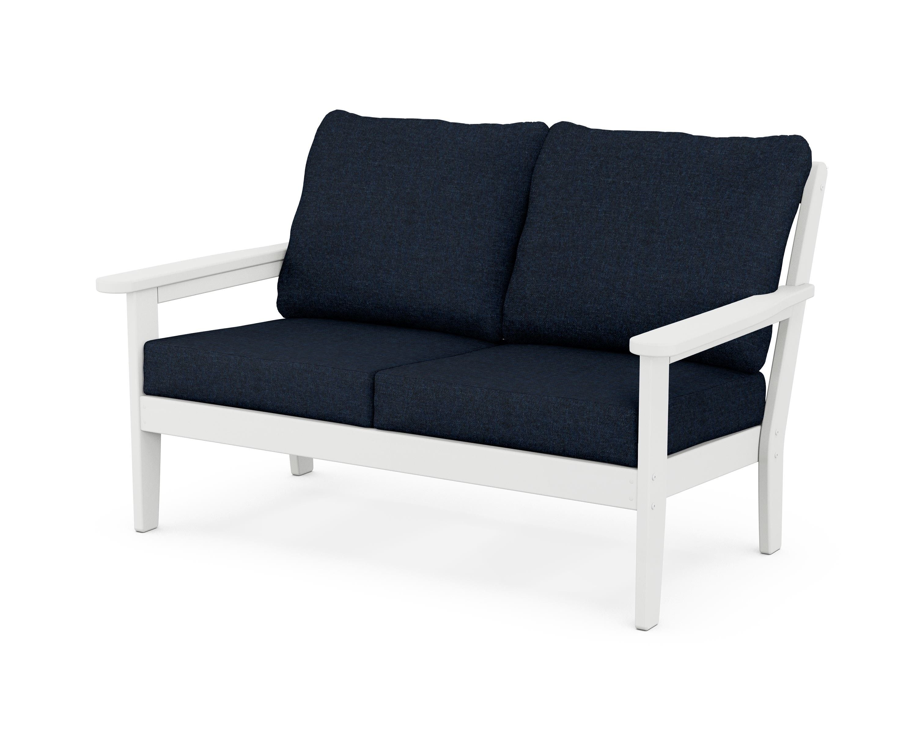 Country Living Cottage Deep Seating Loveseat in White / Marine Indigo