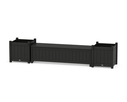 POLYWOOD® 60" Vineyard Straight Planter Storage Bench Set- Large in Black