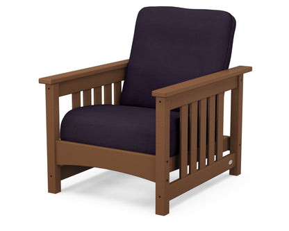 POLYWOOD® Club Mission Chair in Teak / Navy Linen