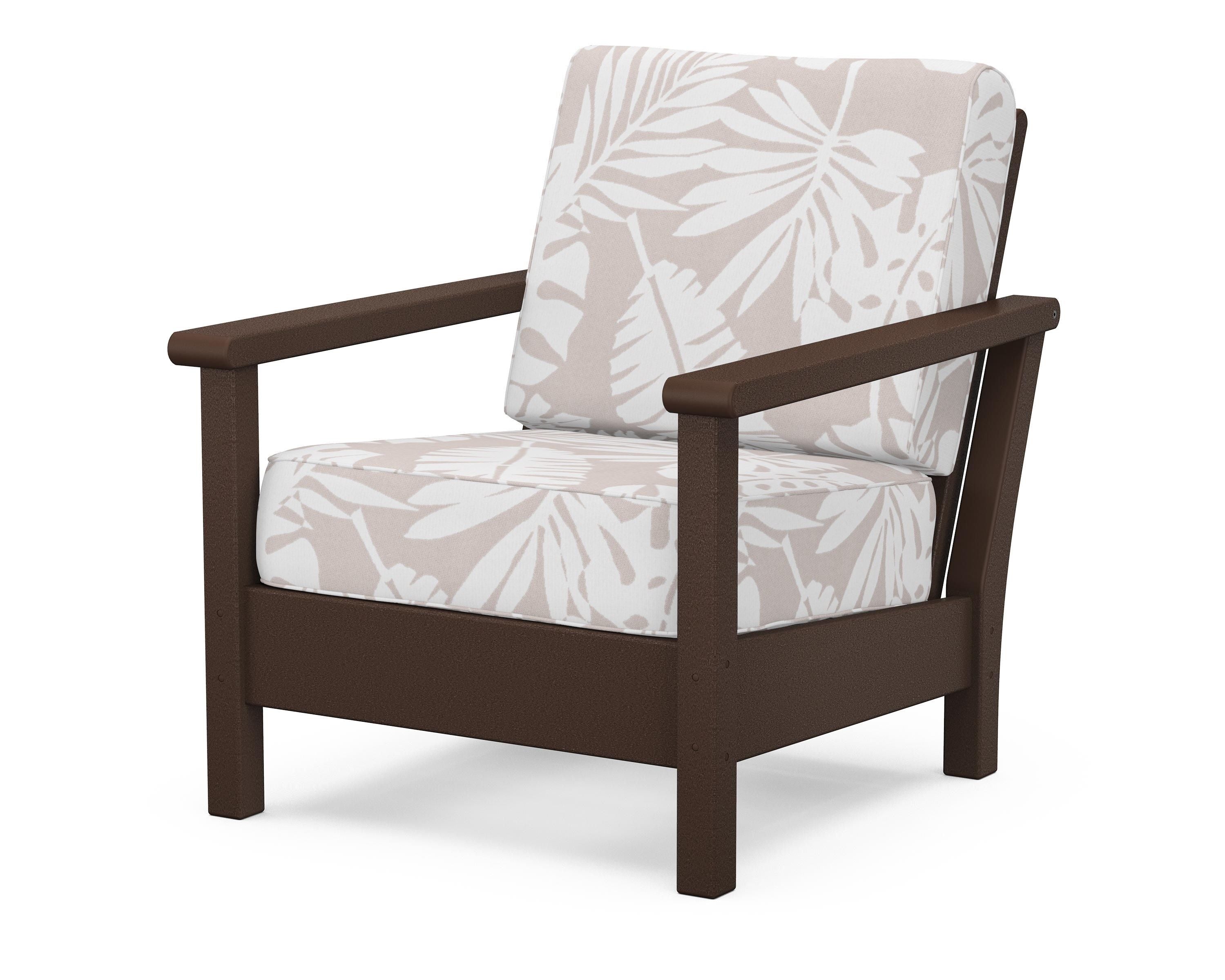 POLYWOOD® Harbour Deep Seating Chair in Mahogany / Leaf Dune Burlap