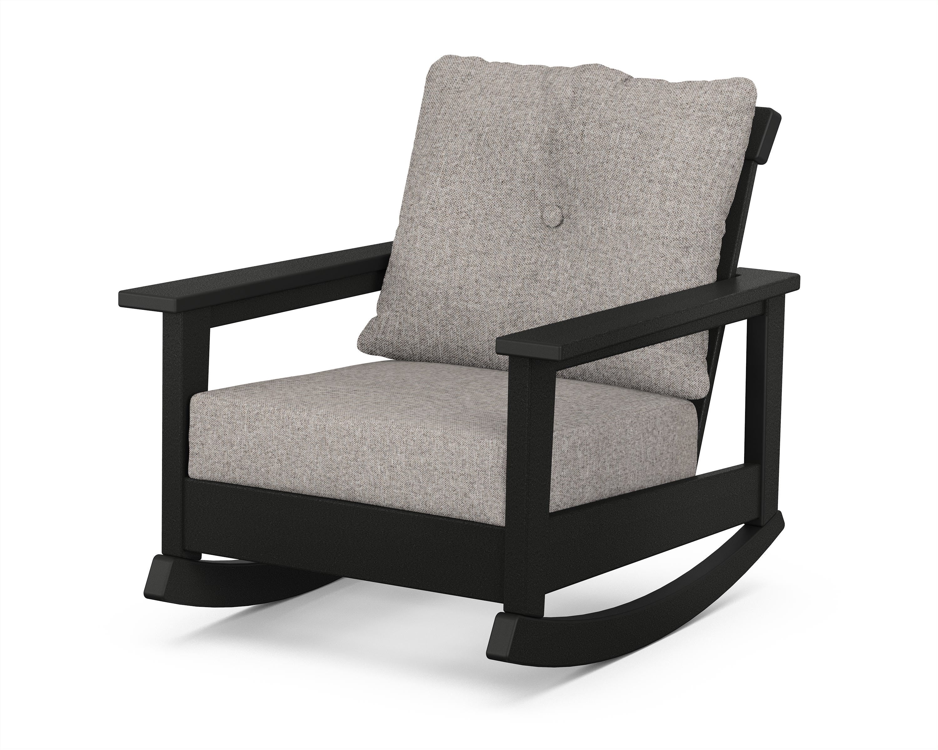 POLYWOOD® Prescott Deep Seating Rocking Chair in Black / Weathered Tweed