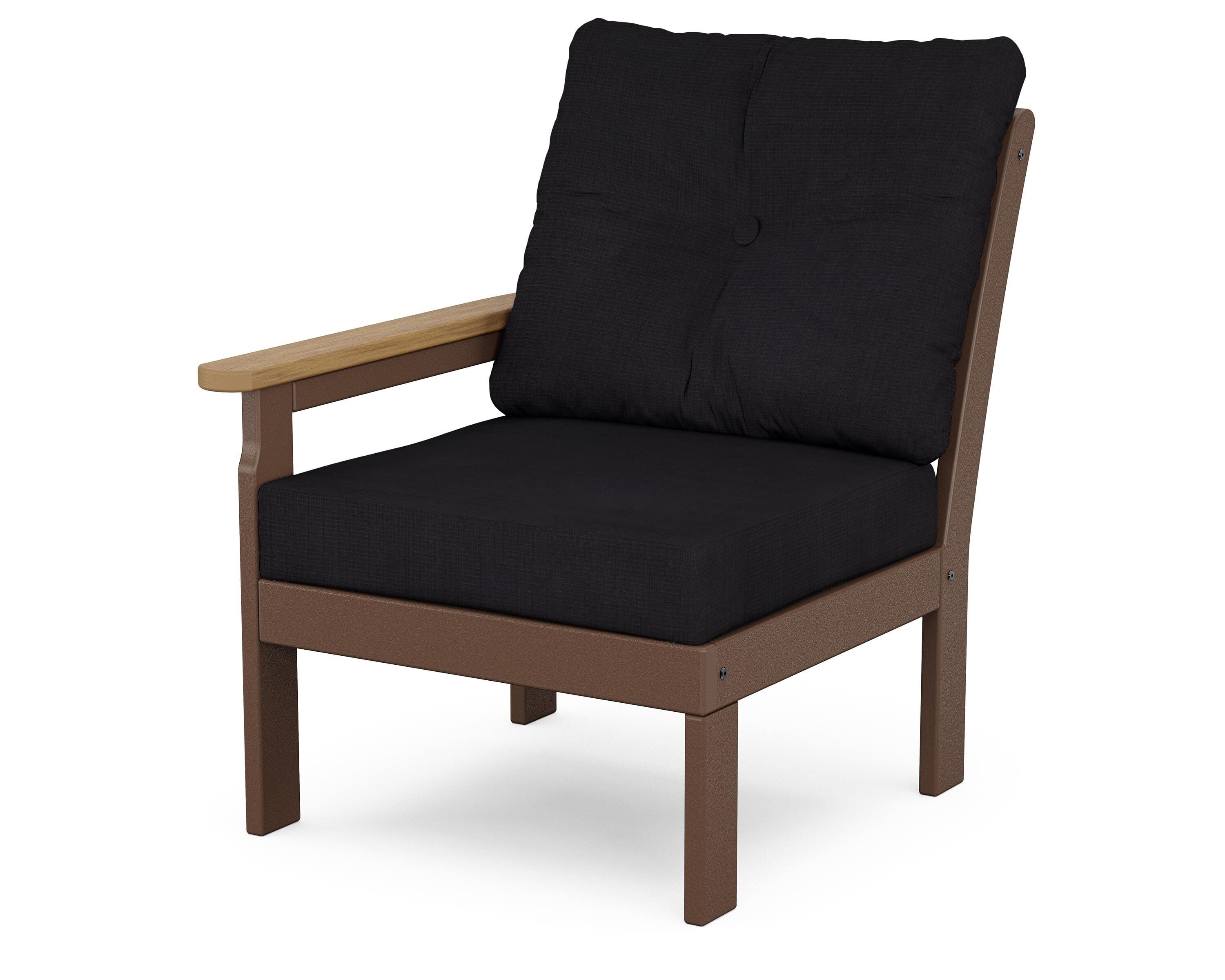 POLYWOOD® Vineyard Modular Left Arm Chair in Mahogany / Natural / Midnight Linen