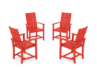POLYWOOD® Modern 4-Piece Upright Adirondack Conversation Set in Sunset Red