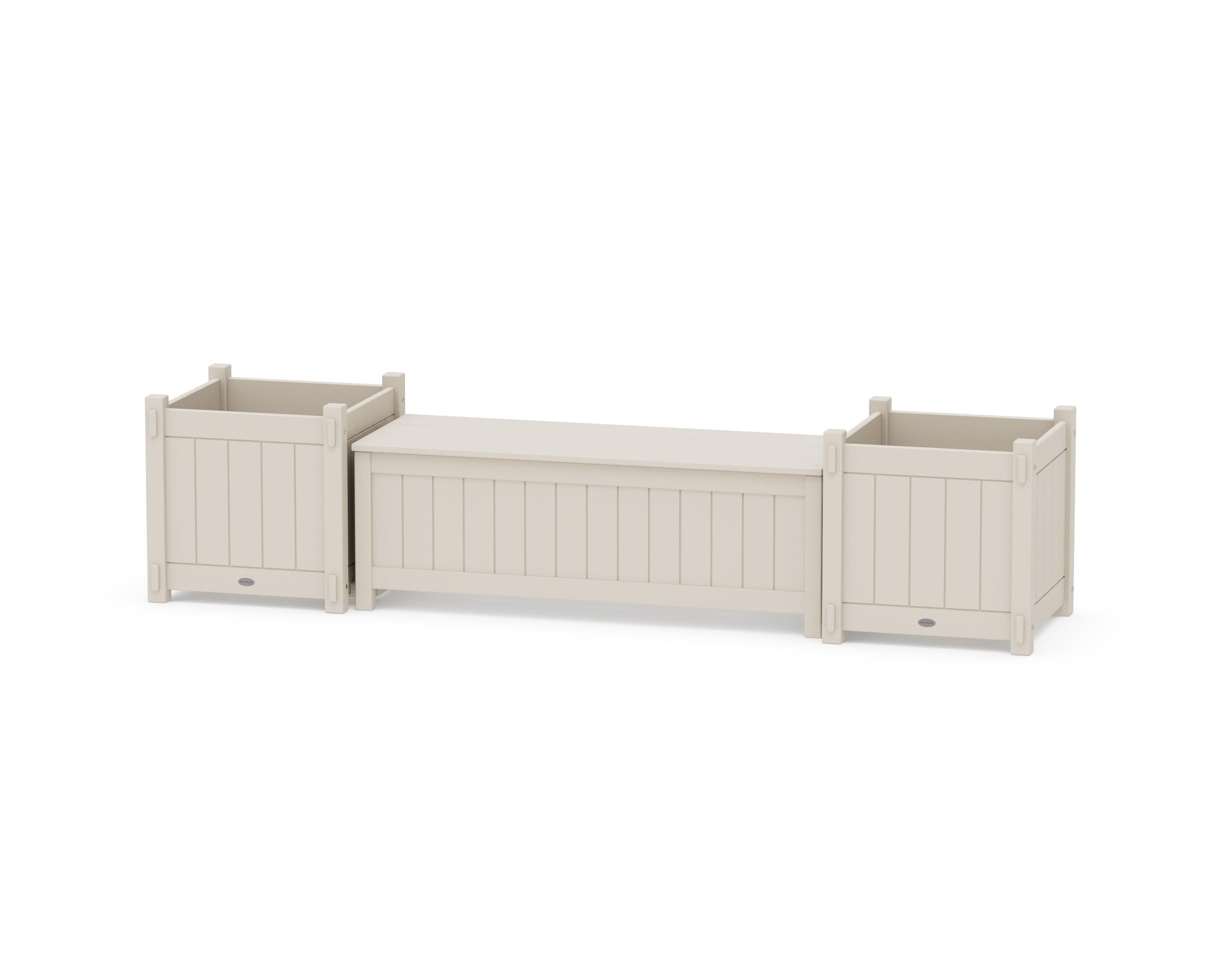POLYWOOD® 48" Vineyard Straight Planter Storage Bench Set- Large in Sand