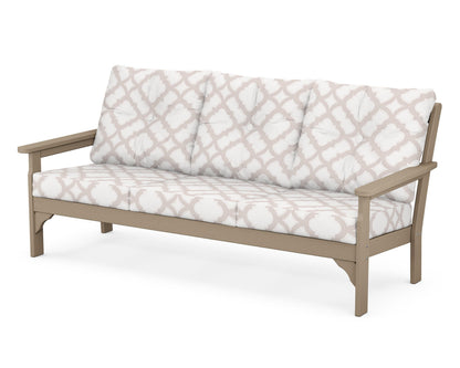 POLYWOOD® Vineyard Deep Seating Sofa in Vintage Sahara / Trellis Dune Burlap
