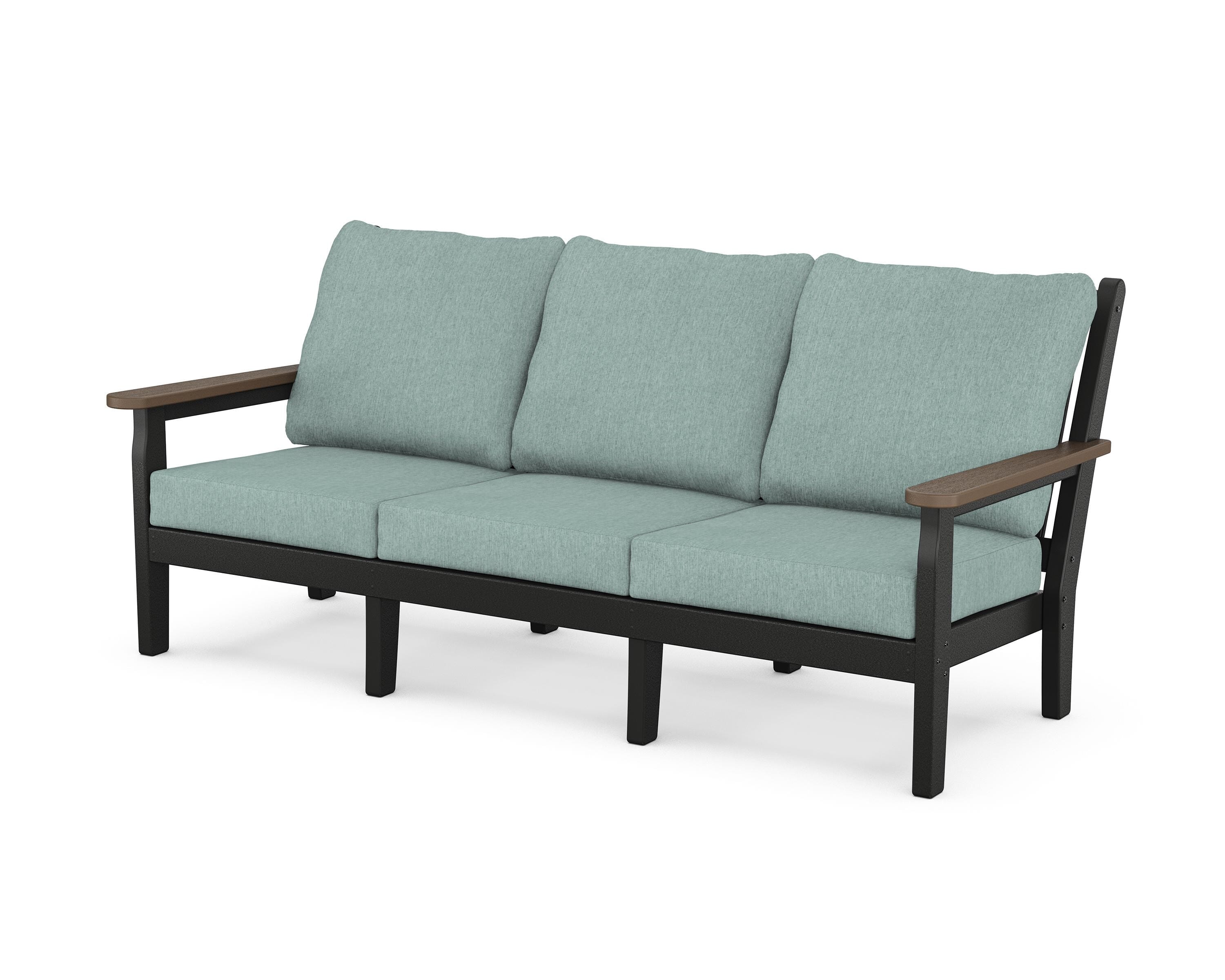 POLYWOOD® Chippendale Deep Seating Sofa in Black / Kona / Glacier Spa