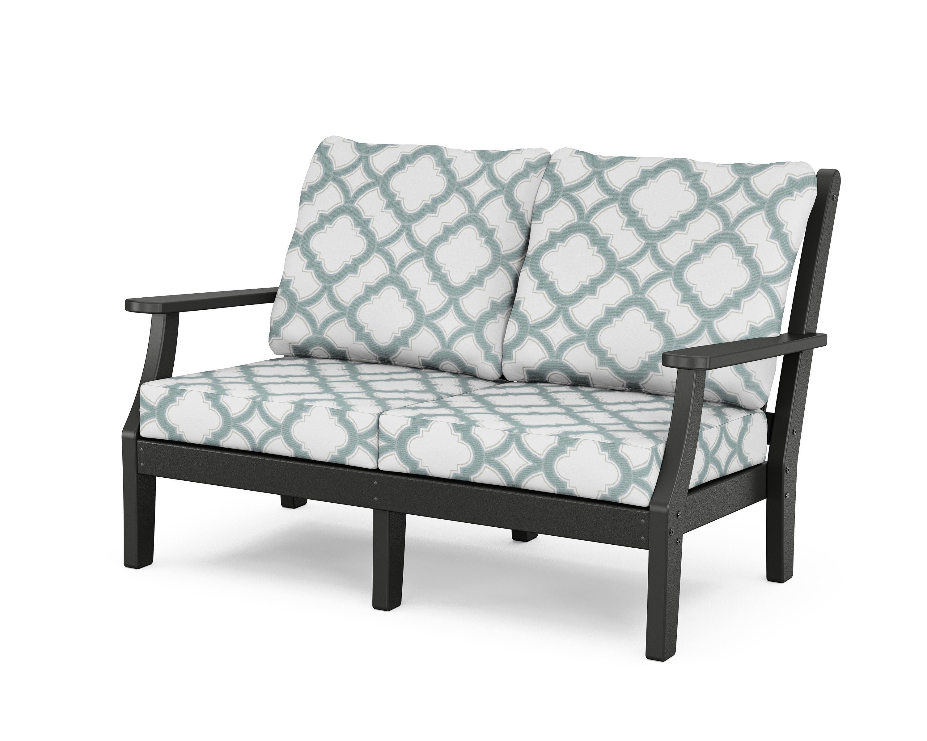 Country Living Wovendale Deep Seating Loveseat in Black / Trellis Glacier Spa
