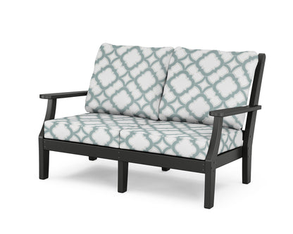 Country Living Wovendale Deep Seating Loveseat in Black / Trellis Glacier Spa