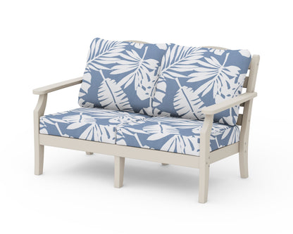 Draper James™ by  POLYWOOD® Savannah Deep Seating Loveseat in Sand / Leaf Sky Blue
