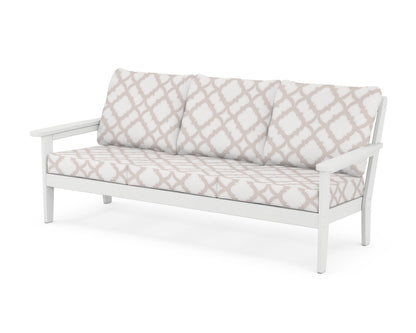 Country Living Cottage Deep Seating Sofa in White / Trellis Dune Burlap