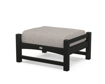 POLYWOOD® Club Ottoman in Black / Weathered Tweed