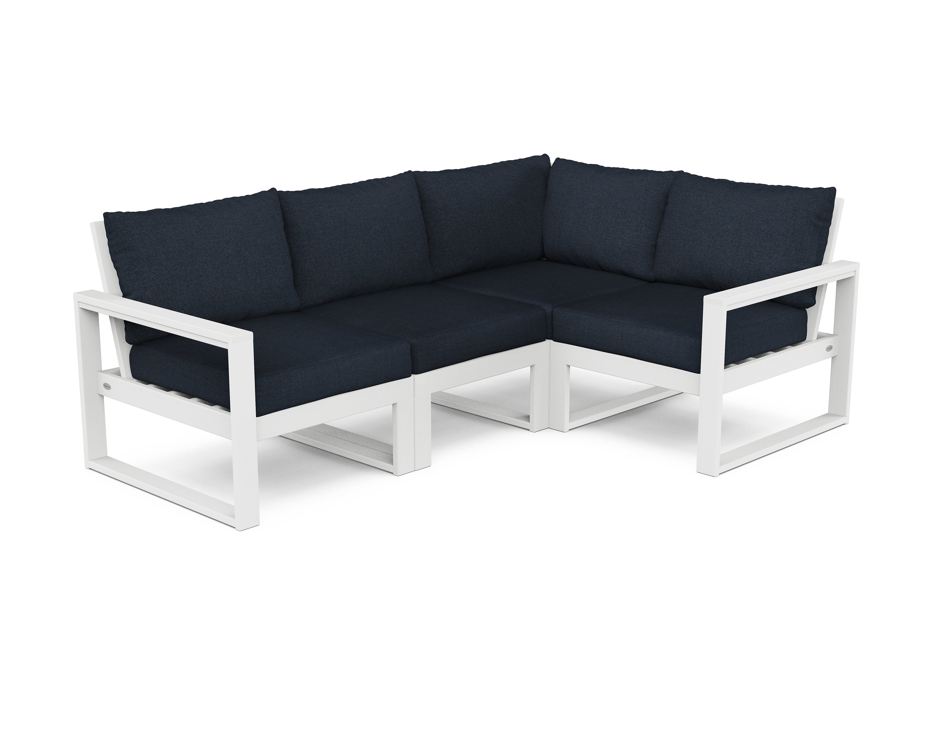 POLYWOOD® EDGE 4-Piece Modular Deep Seating Set in White / Marine Indigo
