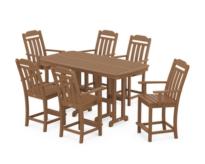 Country Living Cottage Arm Chair 7-Piece Counter Set in Teak