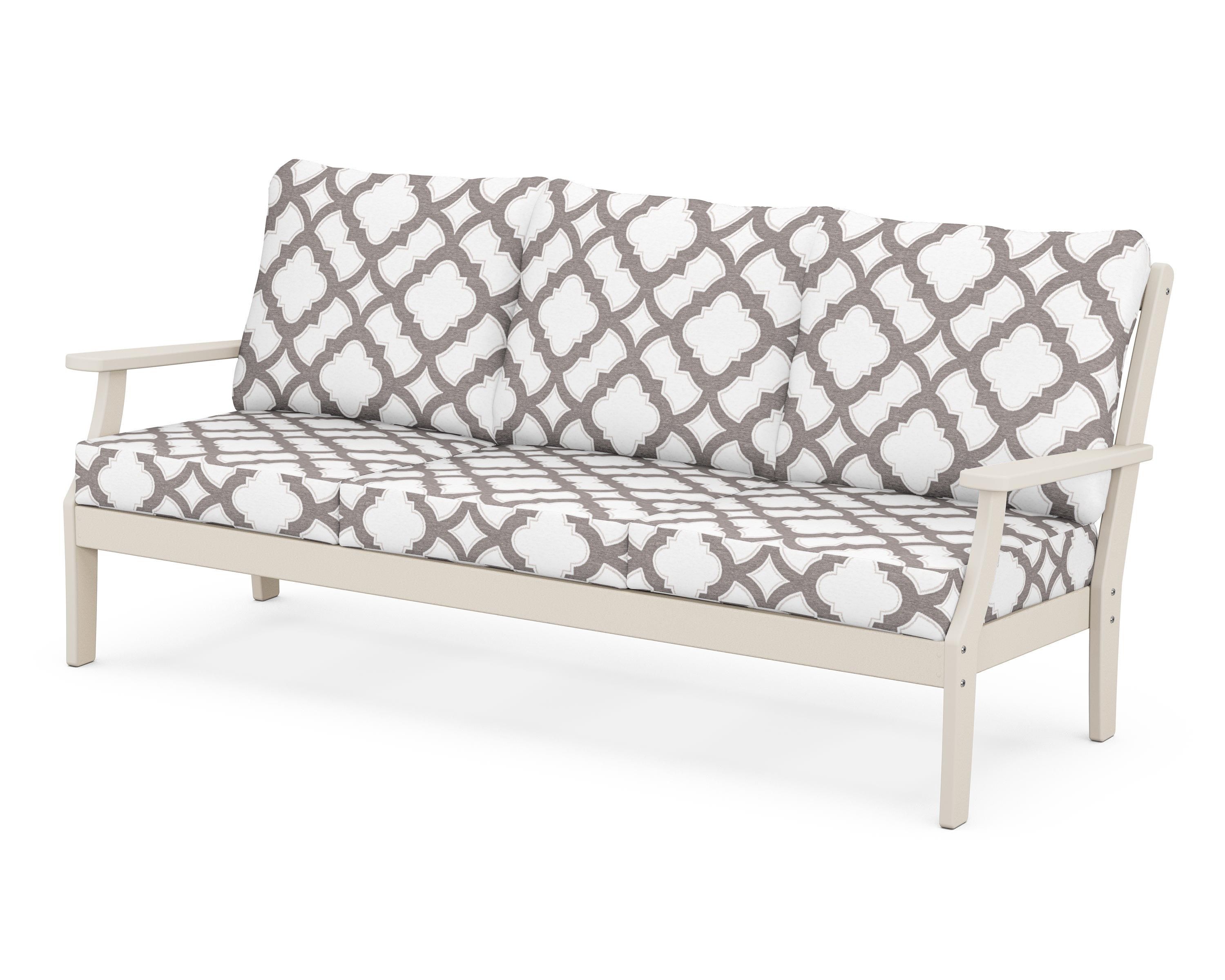 POLYWOOD® Braxton Deep Seating Sofa in Sand / Trellis Grey Mist