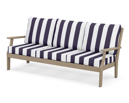 POLYWOOD® Braxton Deep Seating Sofa in Vintage Sahara / Cabana Stripe Navy