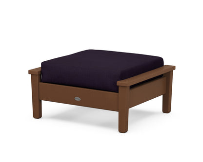 POLYWOOD® Prescott Deep Seating Ottoman in Teak / Navy Linen