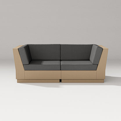 PW Designer Series Elevate Loveseat Sectional in Vintage Sahara / Spectrum Carbon