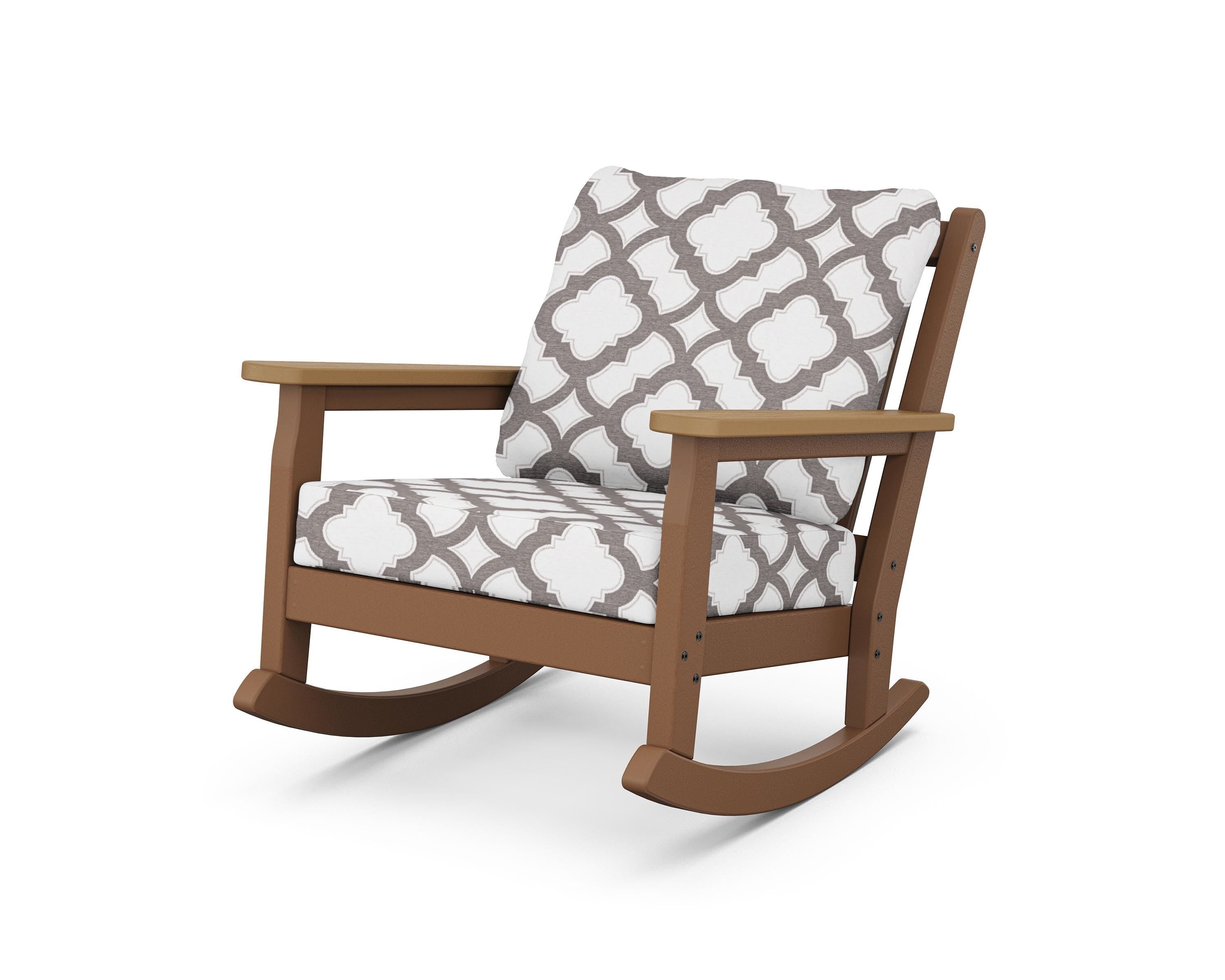 POLYWOOD® Chippendale Deep Seating Rocking Chair in Teak / Natural / Trellis Grey Mist