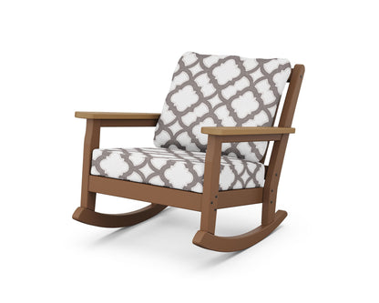 POLYWOOD® Chippendale Deep Seating Rocking Chair in Teak / Natural / Trellis Grey Mist