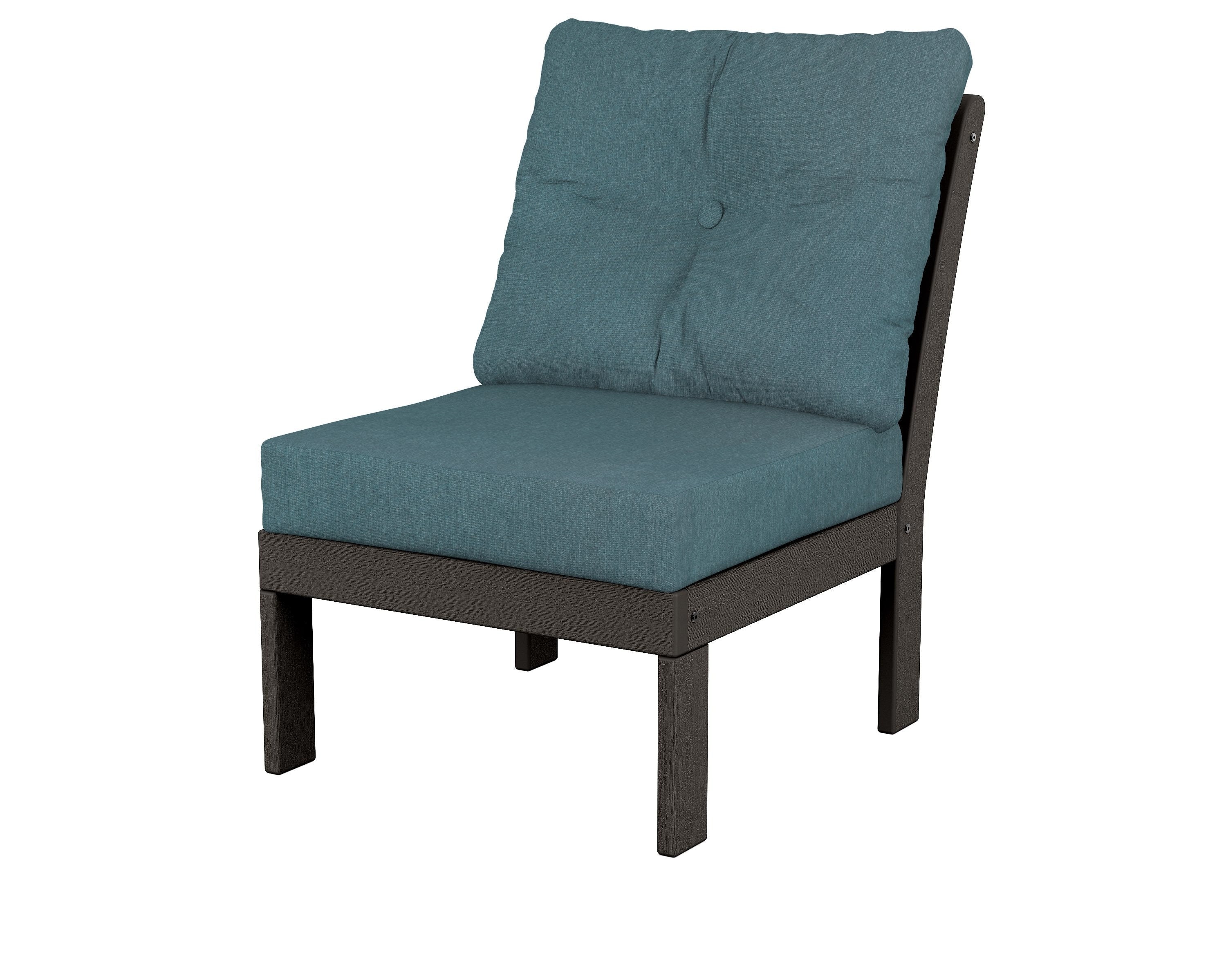 POLYWOOD® Vineyard Modular Armless Chair in Vintage Coffee / Ocean Teal