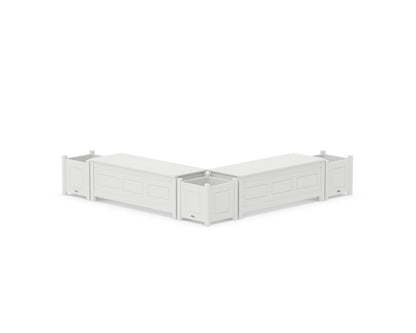 Country Living 48" Country Living L- Shaped Planter Storage Bench Corner Set in White